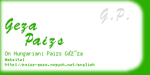 geza paizs business card